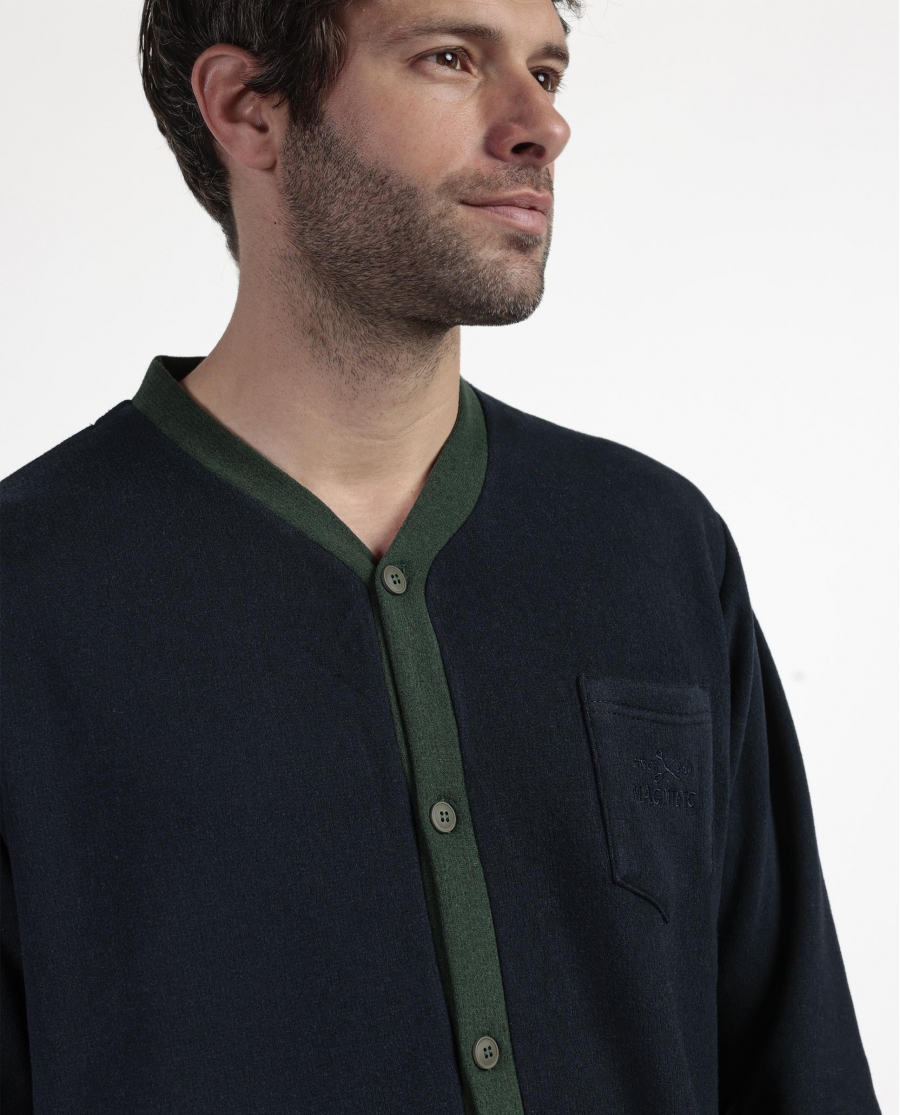 ADMAS MAGNIFIC Pijama Manga Larga Abierto Smeraldo para Hombre MARINO