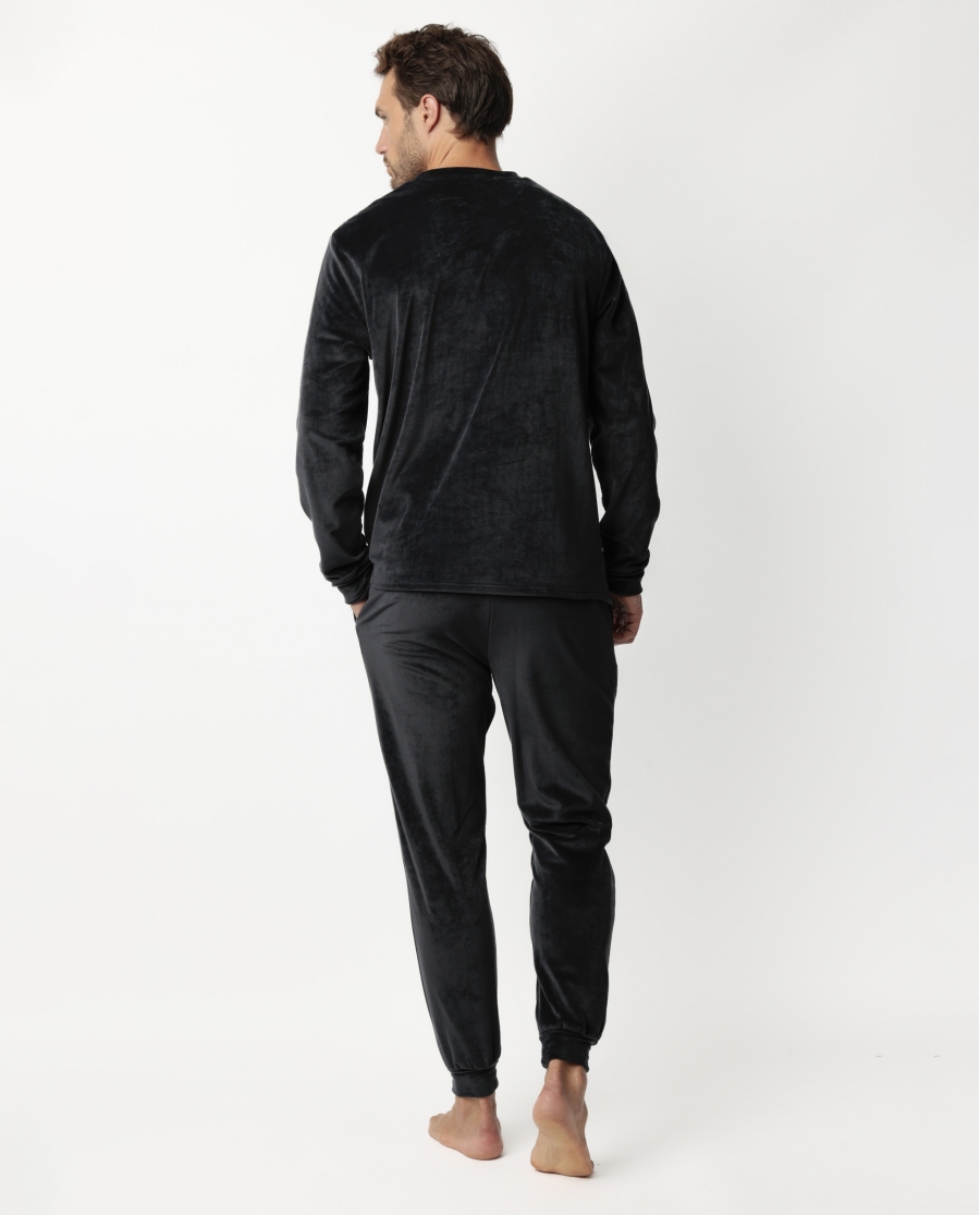 ADMAS CLASSIC Pijama Manga Larga Terciopelo Velvet Stripe Hype para Hombre MARENGO