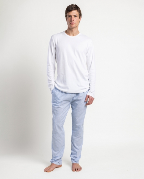 ADMAS HOME Pijama Manga Larga Popelín Home Compact para Hombre BLANCO