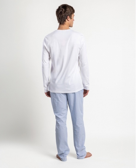 ADMAS HOME Pijama Manga Larga Popelín Home Compact para Hombre BLANCO 2
