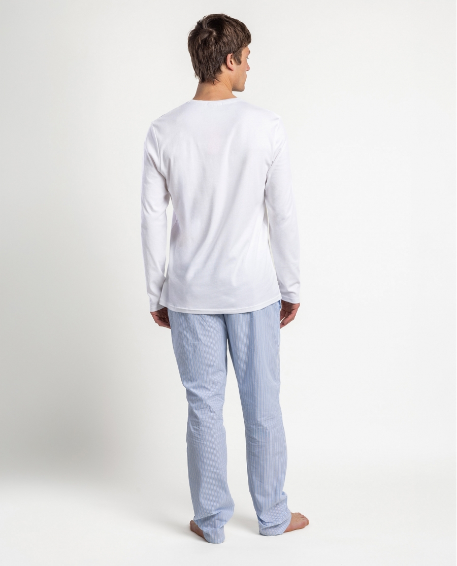 ADMAS HOME Pijama Manga Larga Popelín Home Compact para Hombre BLANCO