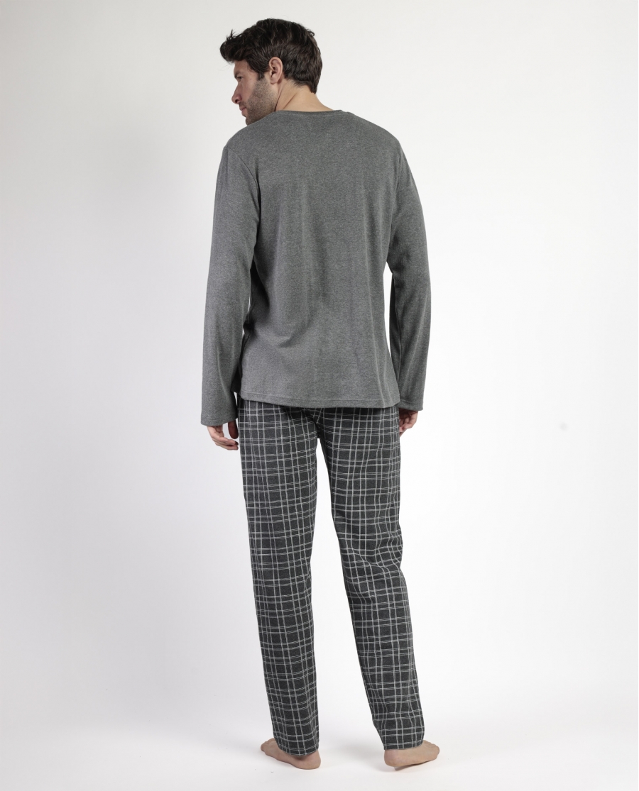 STAY AT HOME Pijama Manga Larga Ebony para Hombre GRIS JASPE