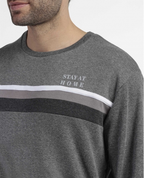 STAY AT HOME Pijama Manga Larga Ebony para Hombre GRIS JASPE 2