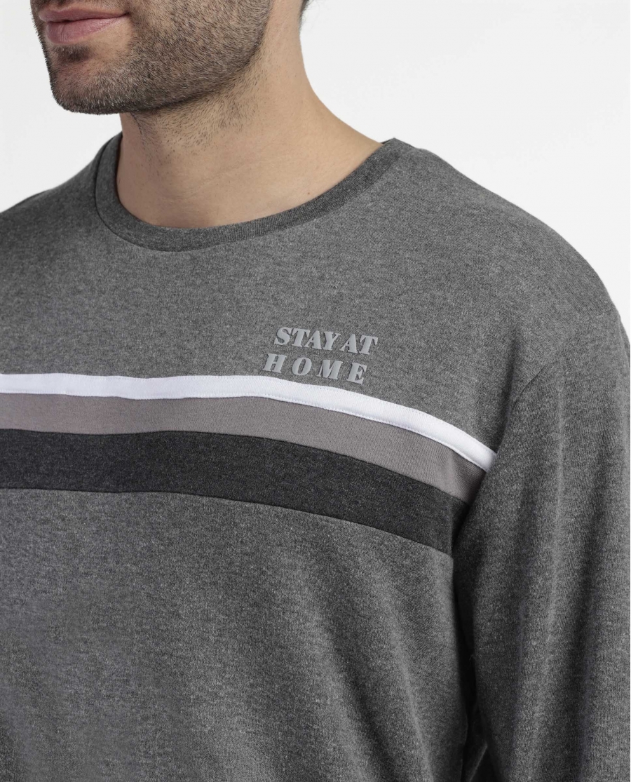 STAY AT HOME Pijama Manga Larga Ebony para Hombre GRIS JASPE