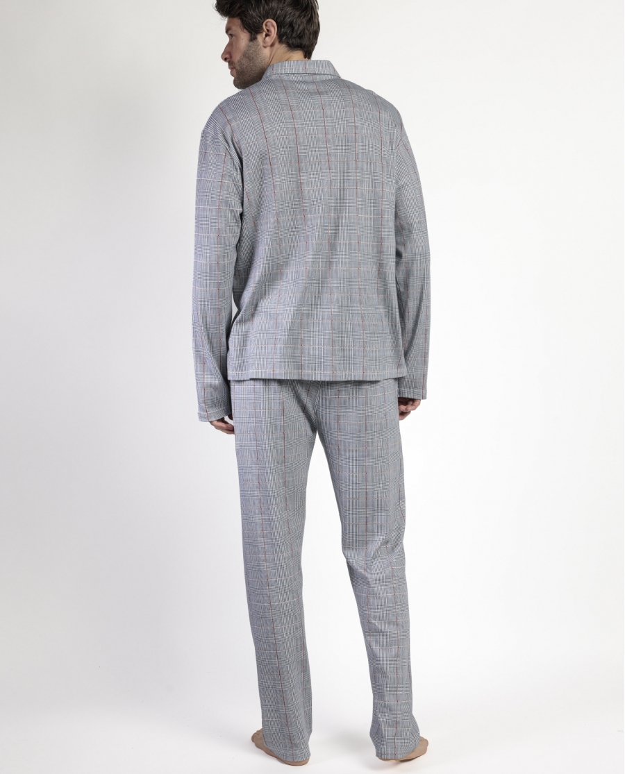 ADMAS CLASSIC Pijama Manga Larga Abierto Harris para Hombre GRIS