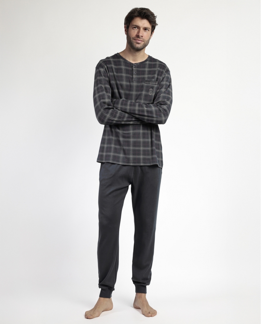 ADMAS CLASSIC Pijama Manga Larga Tapeta Cinnamon para Hombre MARENGO