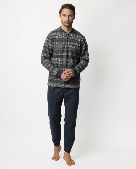ADMAS MAGNIFIC Pijama Manga Larga Tapeta Magno para Hombre MARINO
