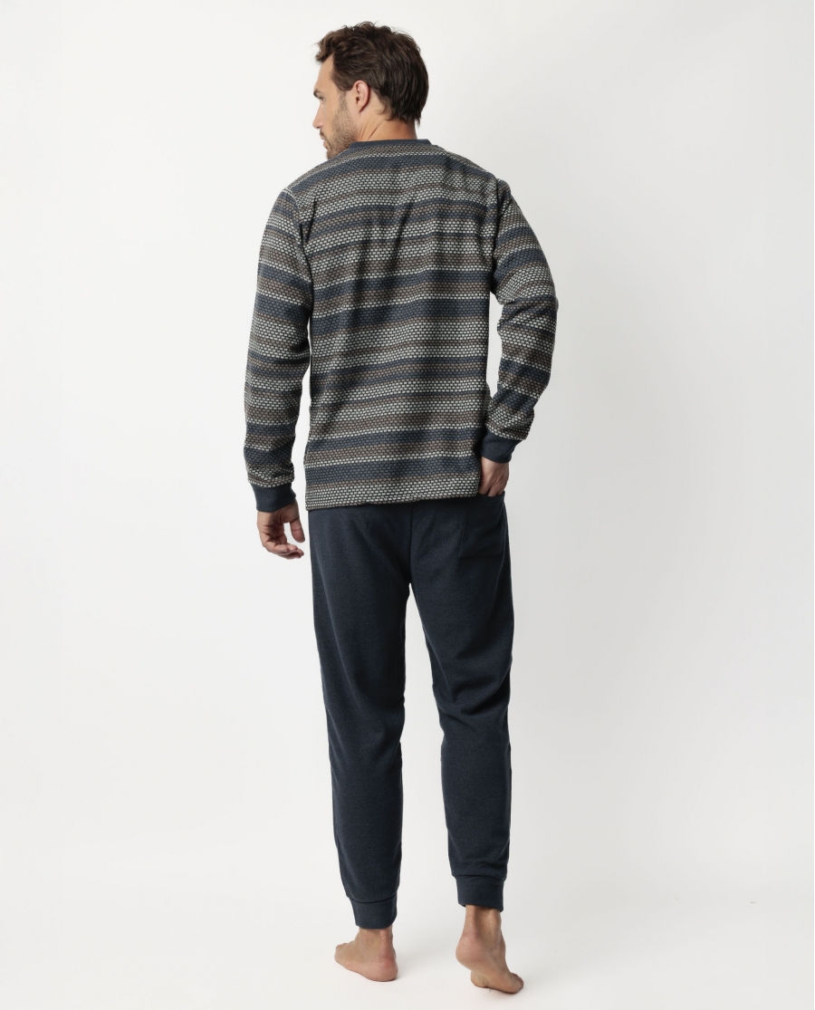 ADMAS MAGNIFIC Pijama Manga Larga Tapeta Magno para Hombre MARINO