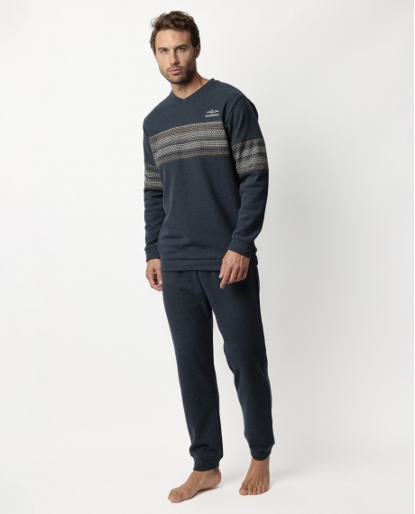 ADMAS MAGNIFIC Pijama Manga Larga Magno para Hombre MARINO