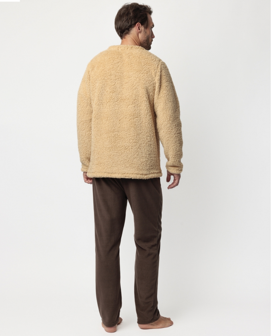 ADMAS Pijama Manga Larga Calentito Reindeer para Hombre CAMEL
