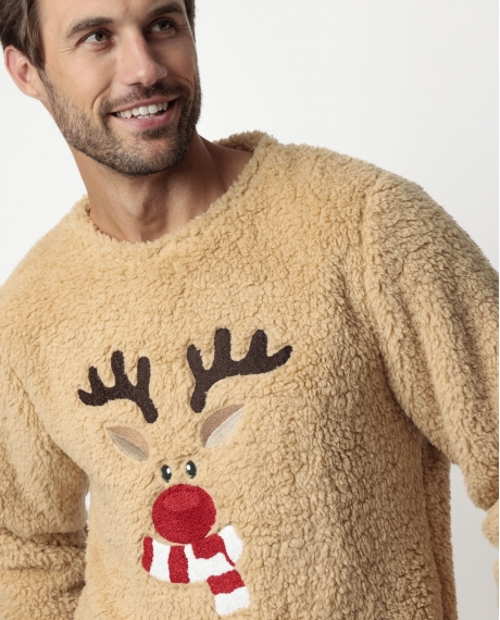 ADMAS Pijama Manga Larga Calentito Reindeer para Hombre CAMEL 2