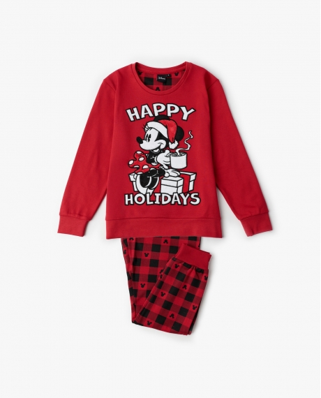 DISNEY Pijama Manga Larga Mouse Holidays para Niño ROJO