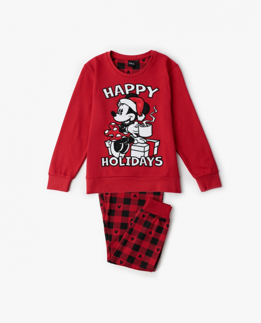DISNEY Pijama Manga Larga Mouse Holidays para Niño ROJO