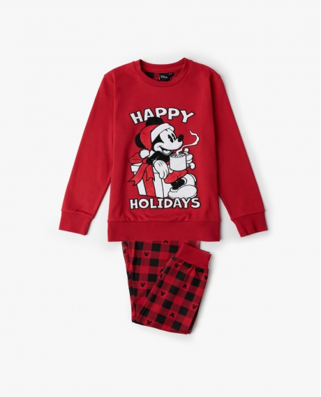 DISNEY Pijama Manga Larga Mouse Holidays para Niña ROJO