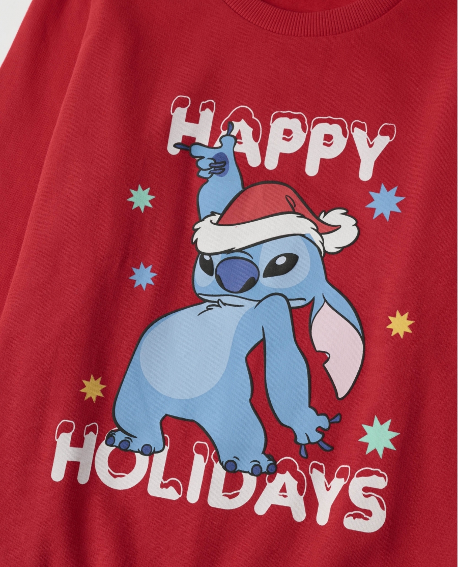 DISNEY Pijama Manga Larga Stitch Happy Holidays para Niño ROJO
