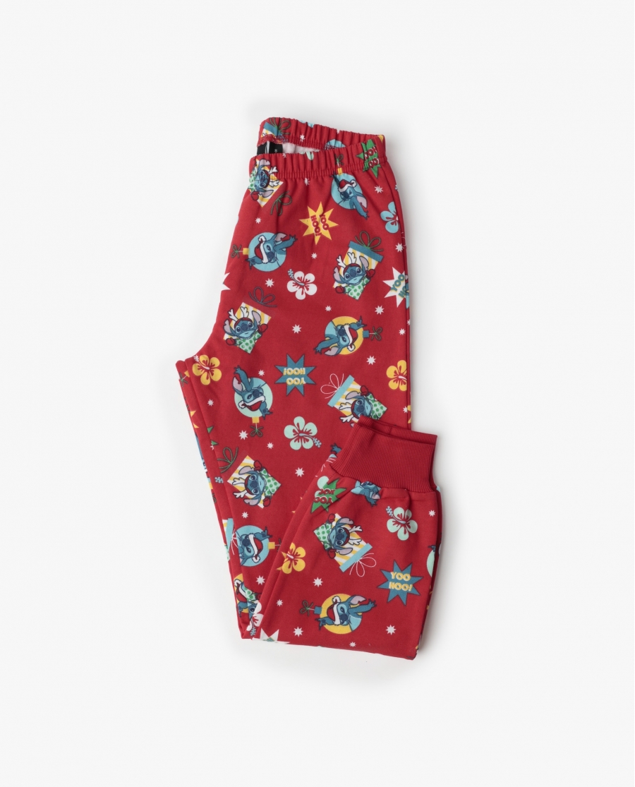 DISNEY Pijama Manga Larga Stitch Happy Holidays para Niño ROJO