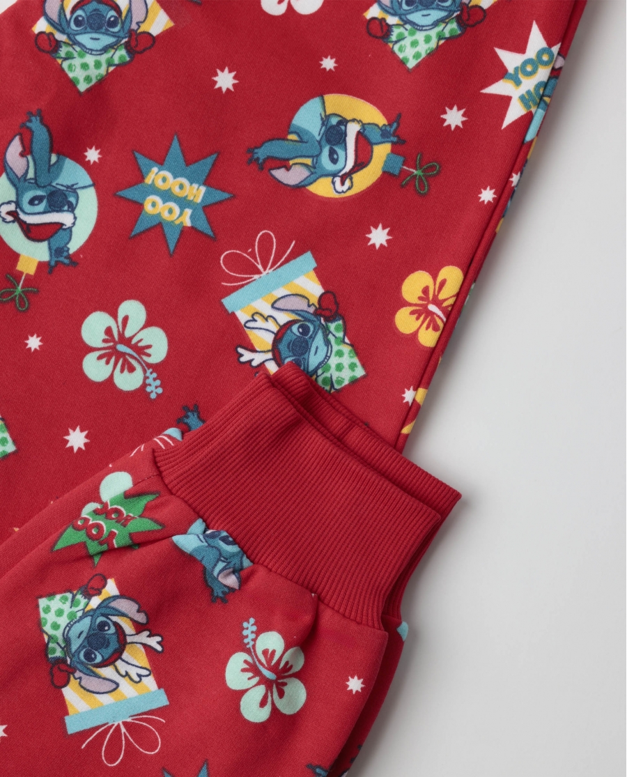 DISNEY Pijama Manga Larga Stitch Happy Holidays para Niña ROJO