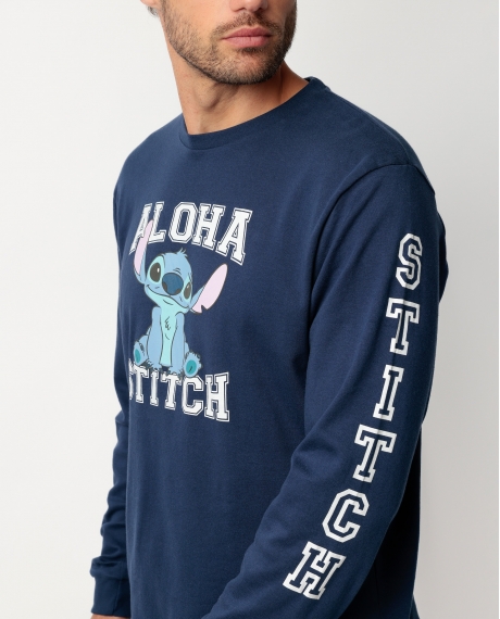 DISNEY Pijama Manga Larga Aloha Stitch para Hombre MARINO 2