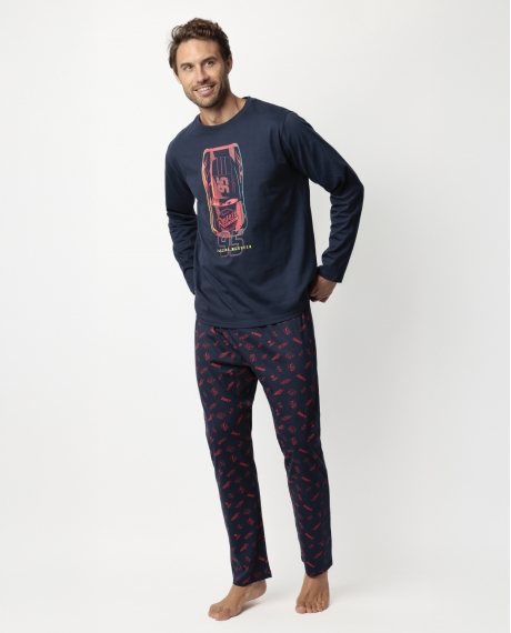CARS Pijama Manga Larga Neon Mcqueen para Hombre MARINO