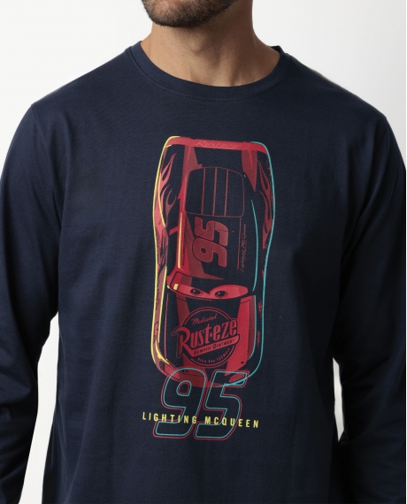 CARS Pijama Manga Larga Neon Mcqueen para Hombre MARINO 2