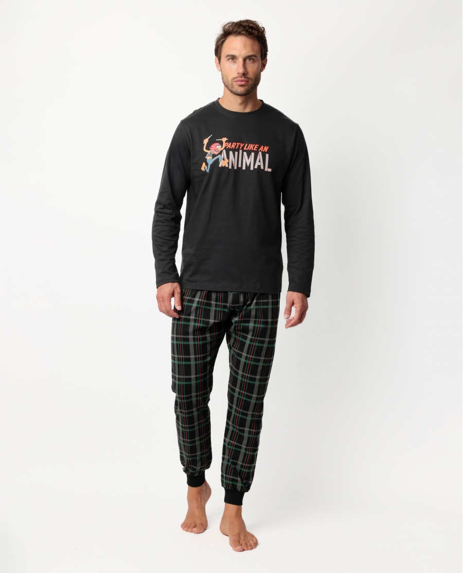 DISNEY MUPPETS Pijama Manga Larga Party Animal para Hombre MARRON