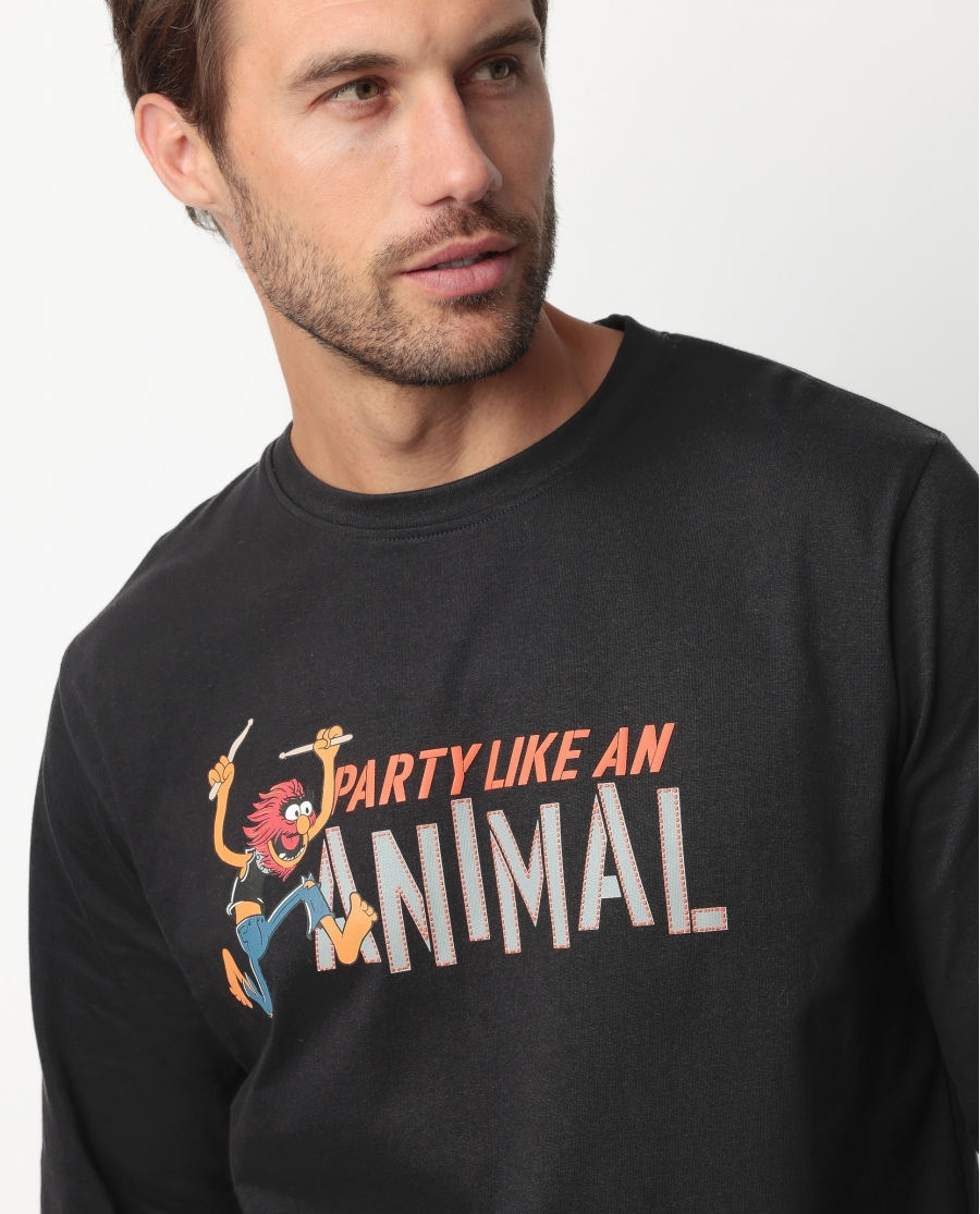 DISNEY MUPPETS Pijama Manga Larga Party Animal para Hombre MARRON
