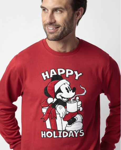 DISNEY Pijama Manga Larga Mouse Holidays para Hombre ROJO 2