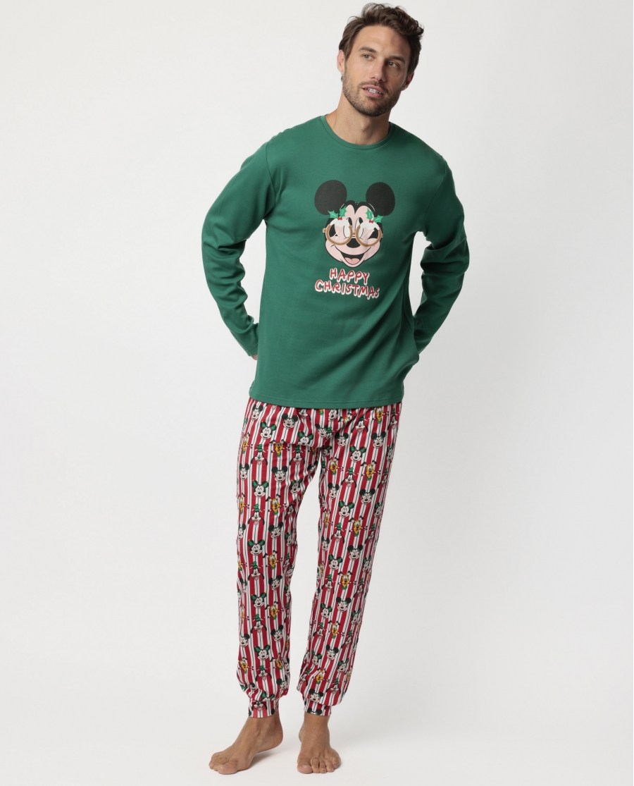 DISNEY Pijama Manga Larga Party Friends para Hombre VERDE