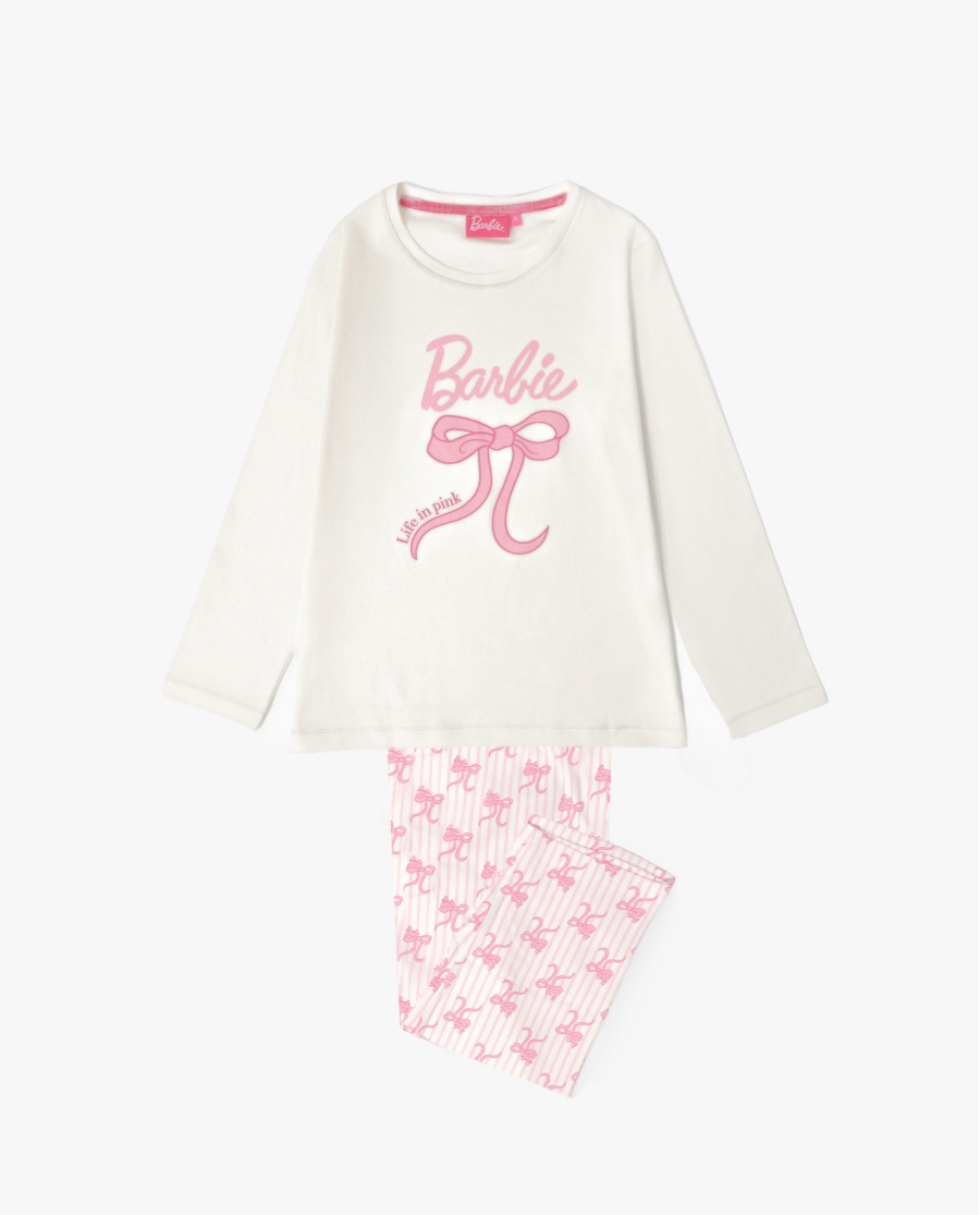 BARBIE Pijama Manga Larga Coquette Barbie para Niña CRUDO