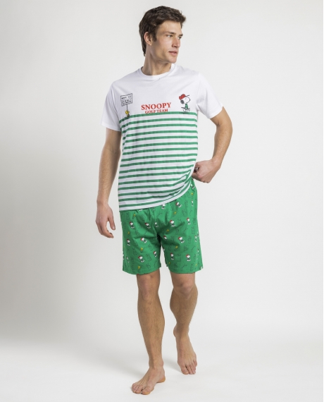 PEANUTS Pijama Manga Corta Golf Team para Hombre VERDE