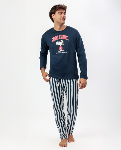 PEANUTS Pijama Manga Larga Love Sailor para Hombre MARINO