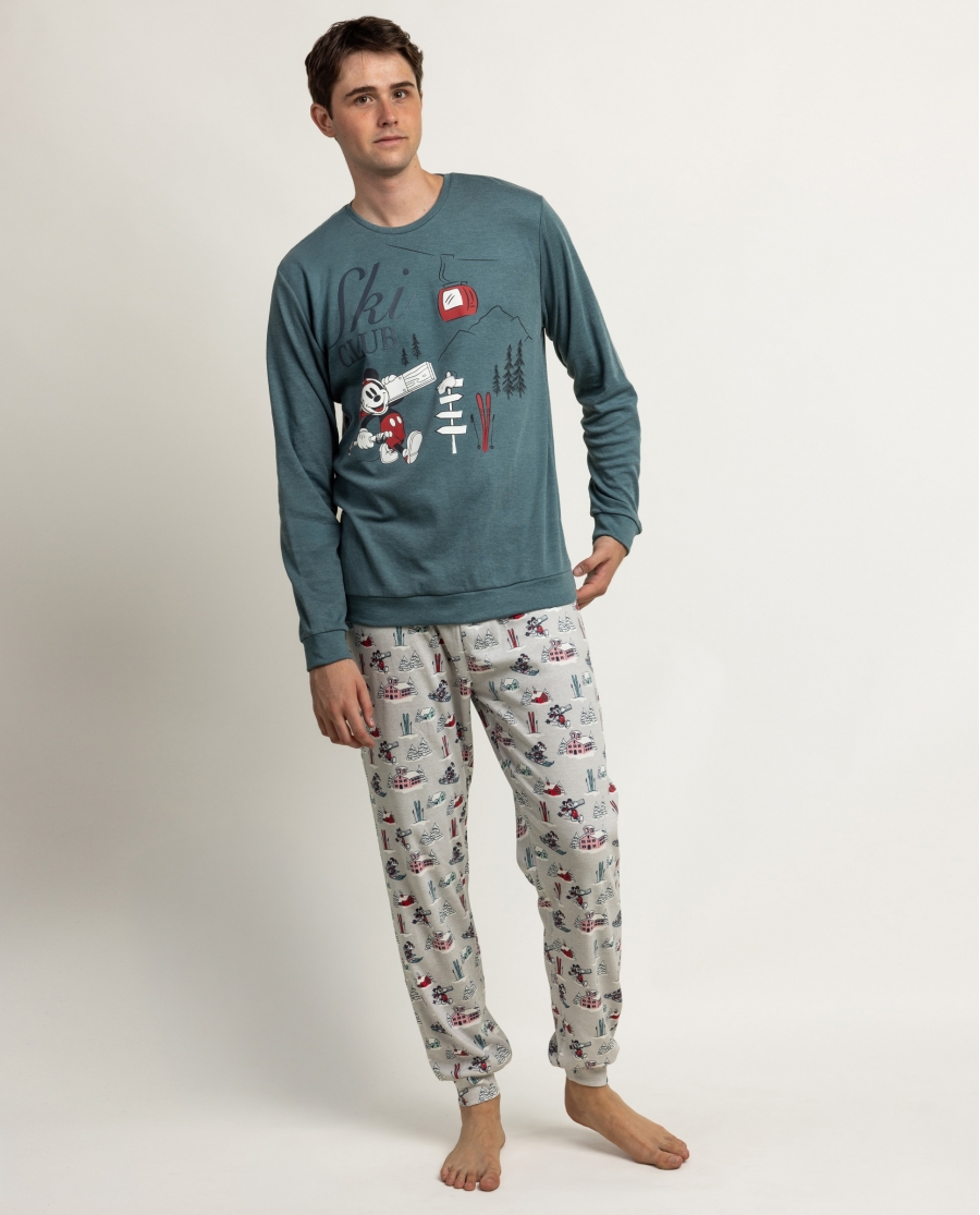 DISNEY Pijama Manga Larga Bon Ski para Hombre VERDE