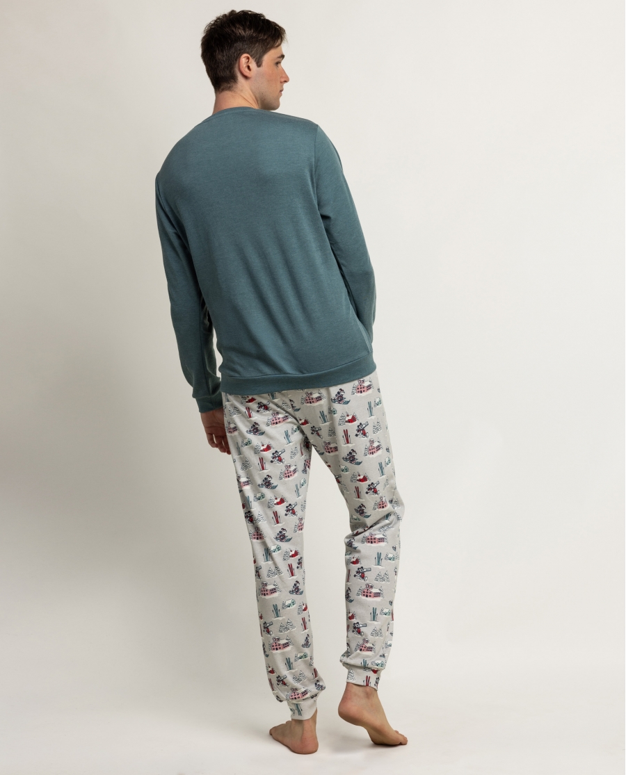 DISNEY Pijama Manga Larga Bon Ski para Hombre VERDE