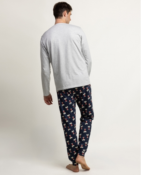 PEANUTS Pijama Manga Larga Joe Cool para Hombre GRIS JASPE 2