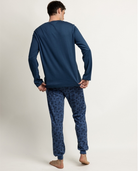 PEANUTS Pijama Manga Larga Speed Club para Hombre DENIM 2