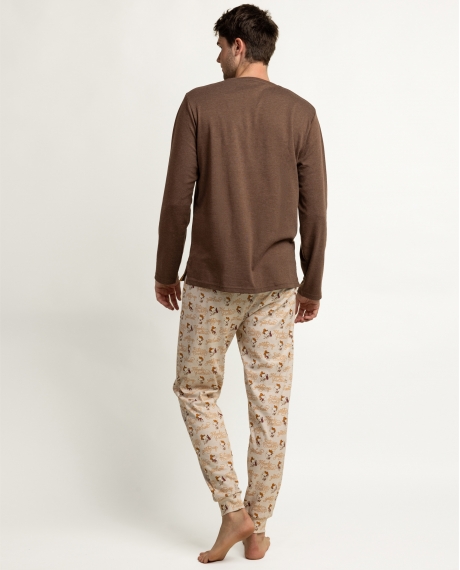 PEANUTS Pijama Manga Larga Country Club para Hombre CHOCOLATE 2