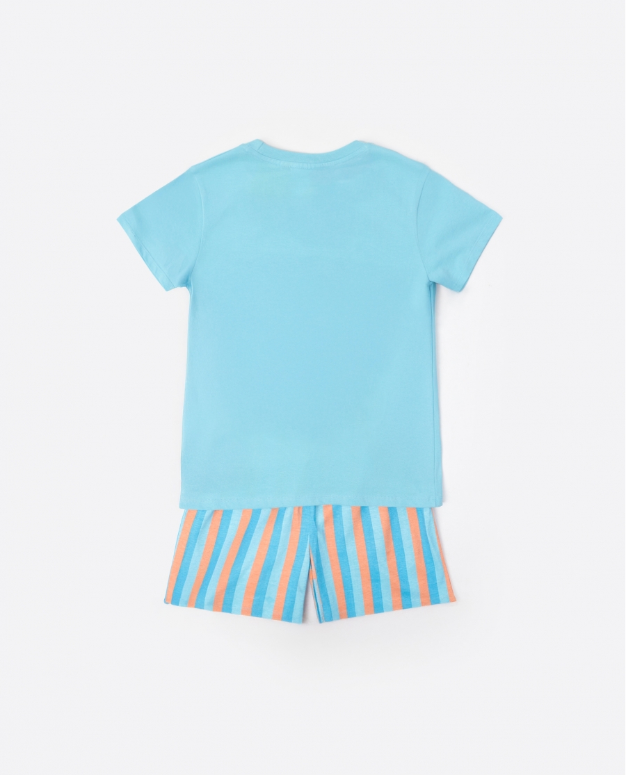 PEANUTS Pijama Manga Corta Snoopy Van para Niño AZUL