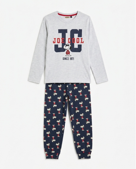 PEANUTS Pijama Manga Larga Joe Cool para Niño GRIS JASPE
