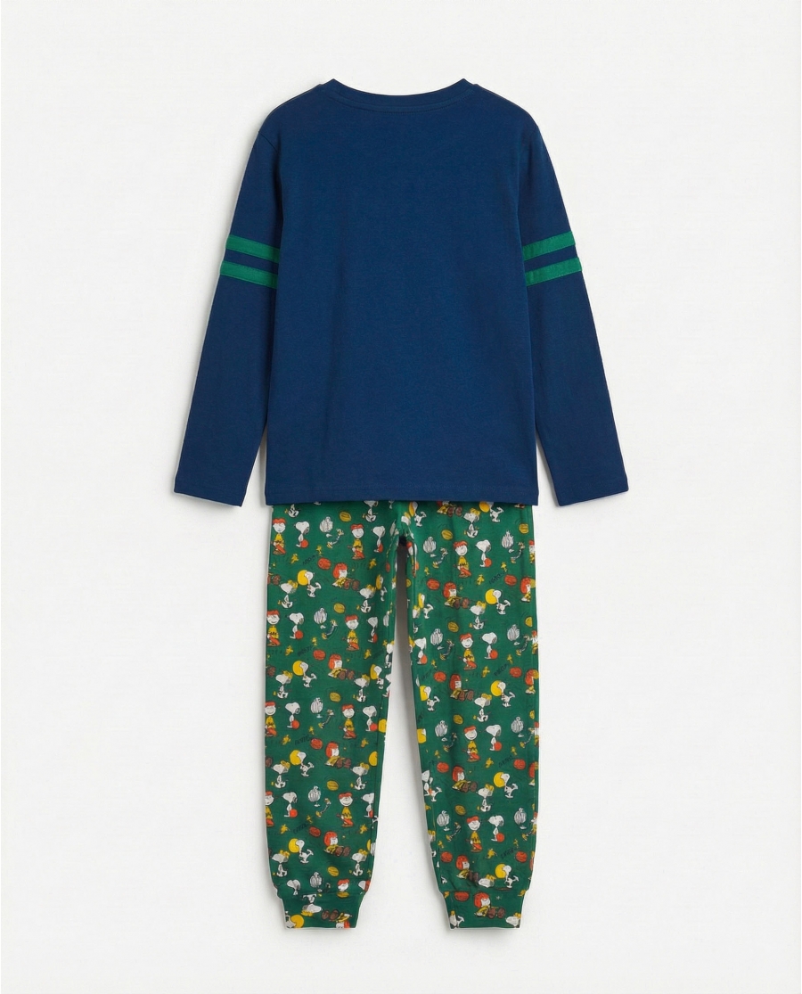 PEANUTS Pijama Manga Larga Winter Sports para Niño MARINO