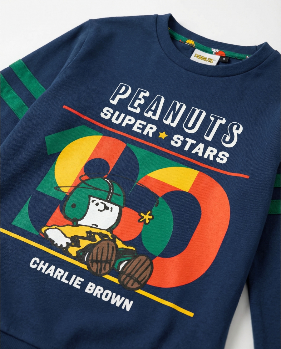 PEANUTS Pijama Manga Larga Winter Sports para Niño MARINO