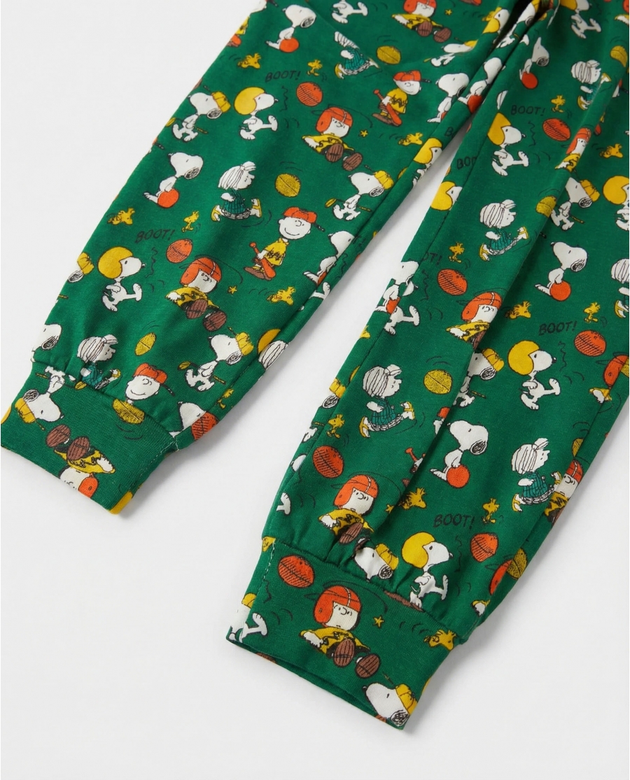 PEANUTS Pijama Manga Larga Winter Sports para Niño MARINO