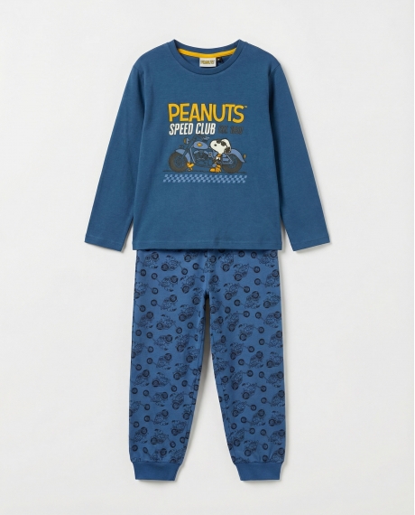 PEANUTS Pijama Manga Larga Speed Club para Niño DENIM
