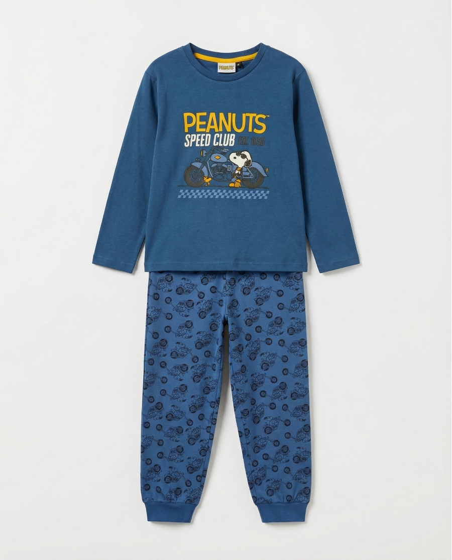 PEANUTS Pijama Manga Larga Speed Club para Niño DENIM