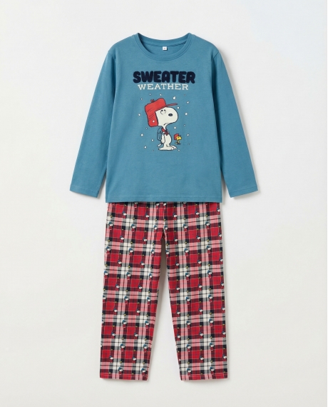 PEANUTS Pijama Manga Larga Sweather Weather para Niño OCEANO