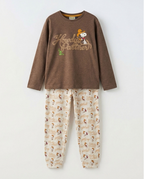 PEANUTS Pijama Manga Larga Country Club para Niño CHOCOLATE