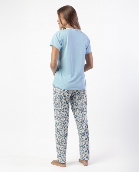 ADMAS CLASSIC Pijama Manga Corta Classic Cachemire Print para Mujer AZUL 2