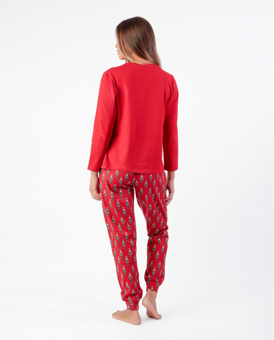 ADMAS Pijama Manga Larga Nutcracker para Mujer ROJO