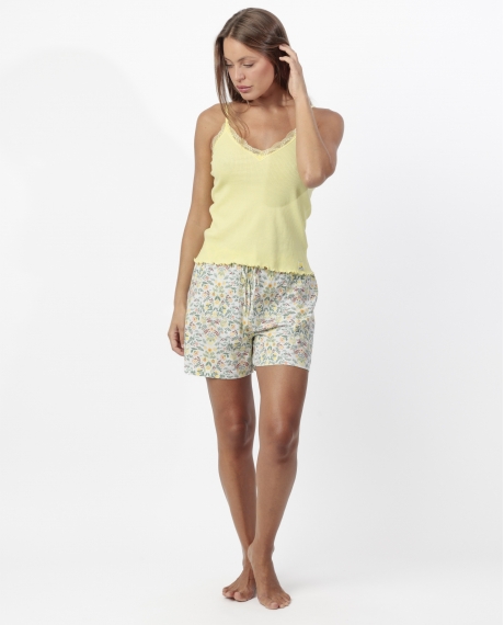 ADMAS GARDEN Pijama Tirantes Rib Yellow Garden para Mujer AMARILLO
