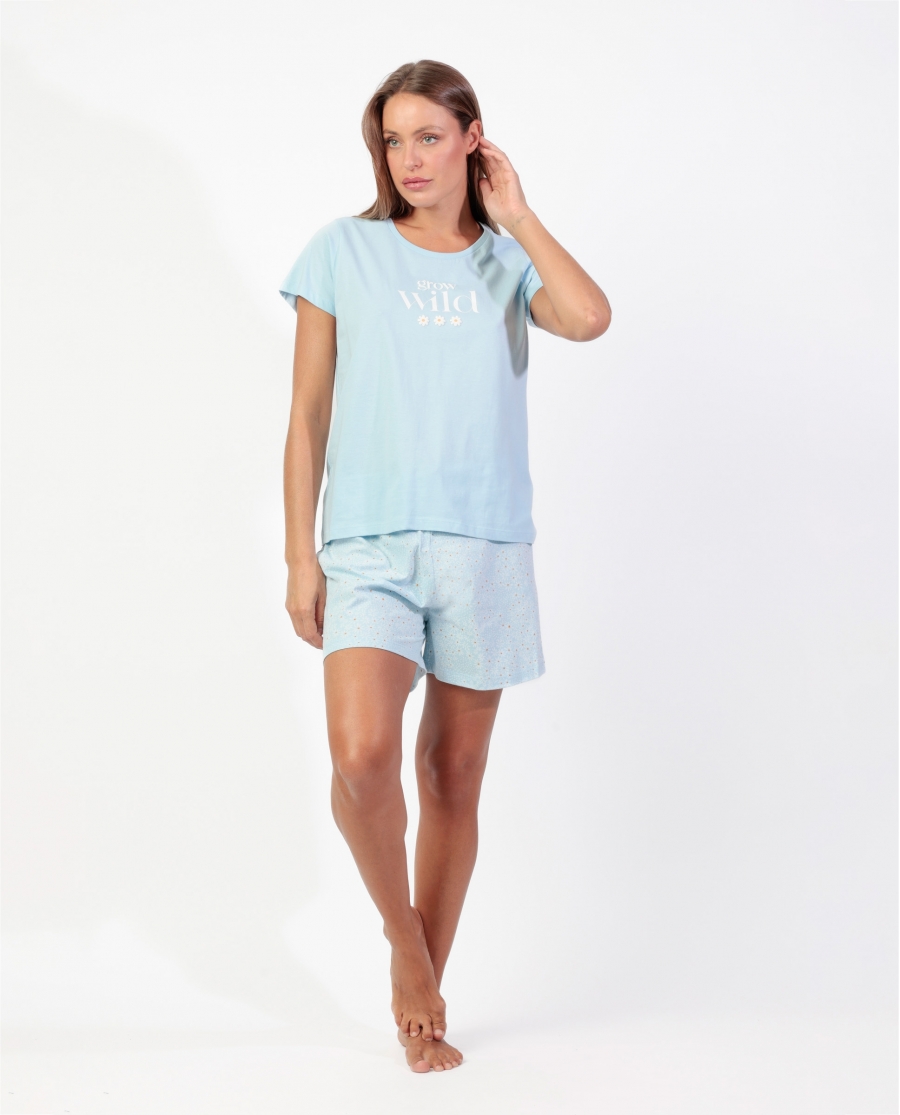 ADMAS Pijama Manga Corta Grow Wild para Mujer AZUL