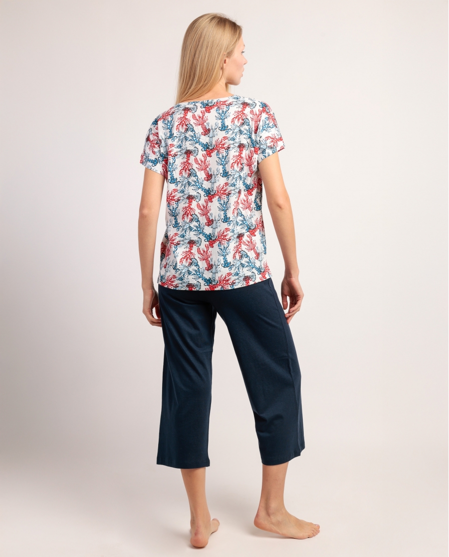 ADMAS Pijama Manga Caída Vitamin Sea para Mujer MARINO